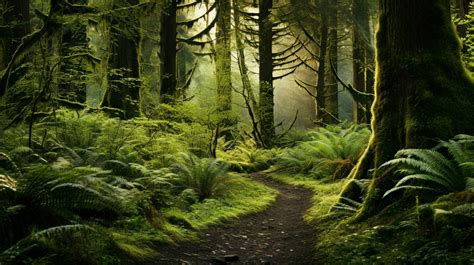 A Forest Path With Ferns In The Foreground 32932902 Stock Photo At Vecteezy