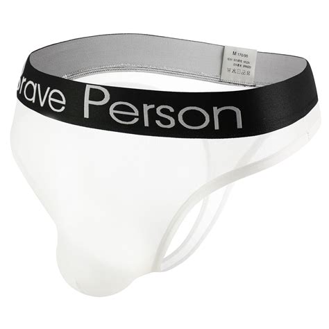 Mizok Men S Thongs Sexy Bikini Briefs G String Mesh Underwear White L