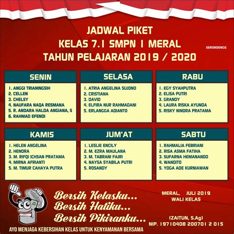Desain Jadwal Piket Kelas Dan Struktur Kelas Cdr Serondenge