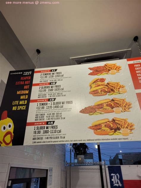 Online Menu Of Dave S Hot Chicken Restaurant Houston Texas Zmenu