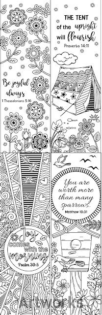 RicLDP Artworks 8 Bible Verse Coloring Bookmarks Doodles