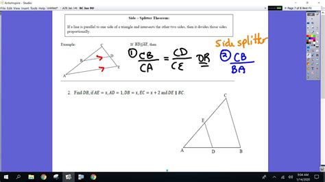 Honors Geometry Bc Jan 14th Unit 7 Similar Triangle Proofs Youtube