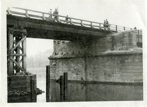 American-built bridge over the Main River in Frankfurt, Germany in late