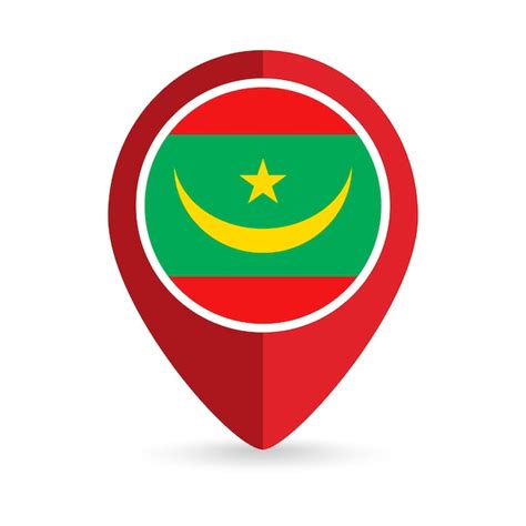 Puntero del mapa con país mauritania mauritania bandera ilustración