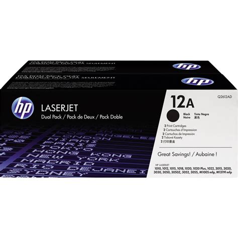 Hp Toner Cartridge 2 Pack 12a Q2612ad Original Black 4000 Pages From