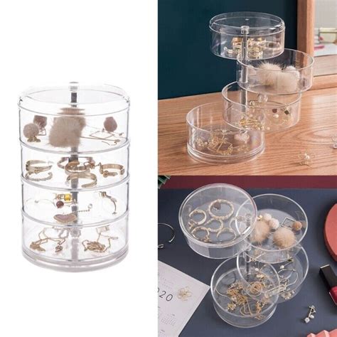 Elegant Multilayer Rotating Jewelry Storage Box Clear Jewelry Display