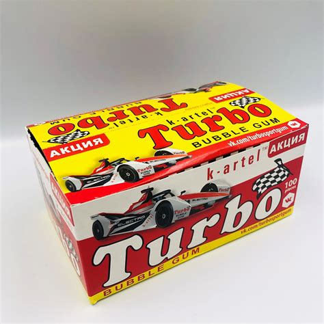 Жевательная резинка Turbo Турбо Блок 100 шт по 4.5 гр с наклейками ...