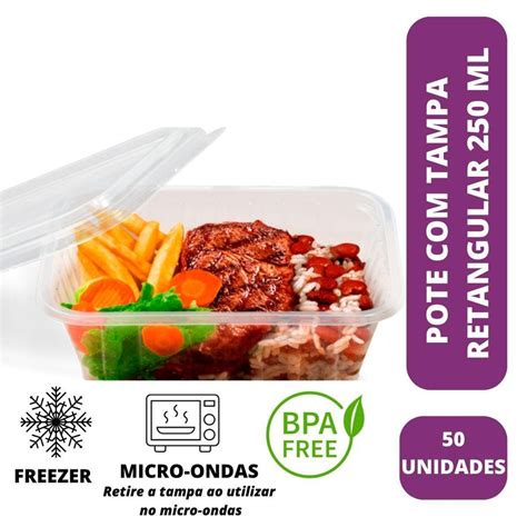 Pote Marmita Descartável 250Ml Freezer Micro Ondas Comida no Shoptime