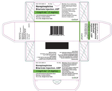 Dailymed Norepinephrine Bitartrate Injection Solution Concentrate