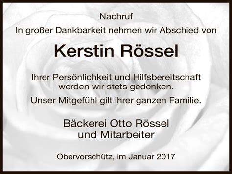 Traueranzeigen von Kerstin Rössel Trauer HNA de