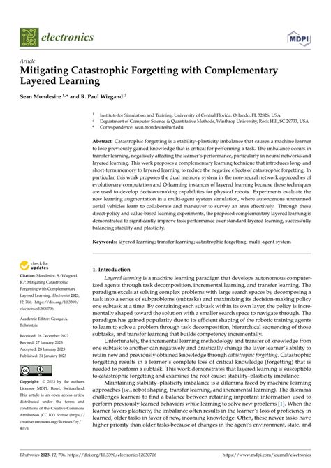 Pdf Mitigating Catastrophic Forgetting With Complementary Layered