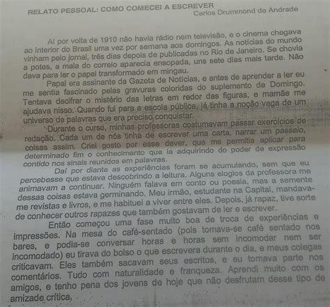 Relato Pessoal De Um Aluno