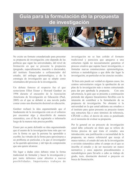 Pdf Gu A Para La Formulaci N De Proyectos De Investigaci N