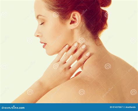 Redhead Naked Woman Touching Her Neck Stock Image Image Of Back Neck