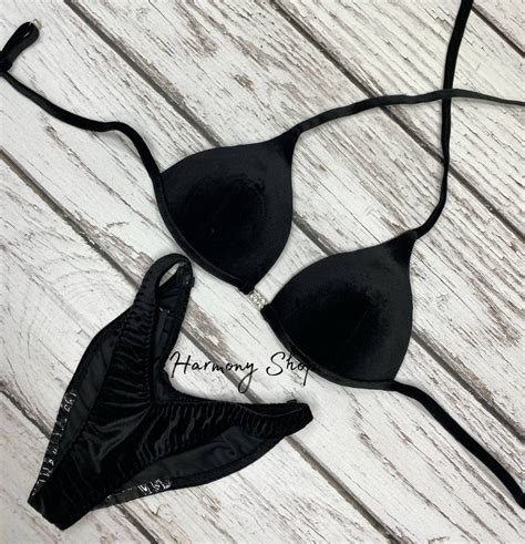 Black Base Fitness Bikini Figure Bikini Bikini Suit Competition Bikini Wellness Competition