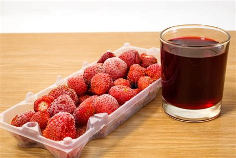 Frozen Strawberries And Juice Stock Photo Image Of Glass People
