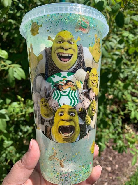 Handmade Shrek Inspired Venti Starbucks Tumbler Coated In Glittery