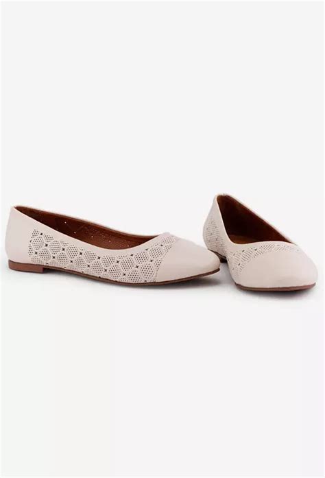 Balerini Din Piele Nude Cu Model Perforat Dasha Ro