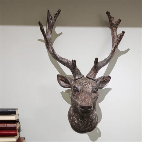 Wall Mounted Stag Head Deer 47cm Sculpture Large Vintage Reindeer