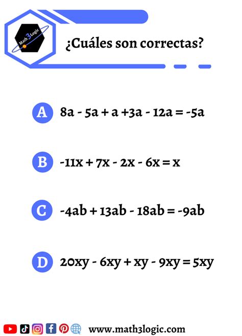 Ejercicios Interactivos Practica La Suma Y Resta De Monomios