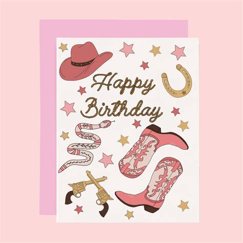 Happy Birthday Cowgirl Card Pigment