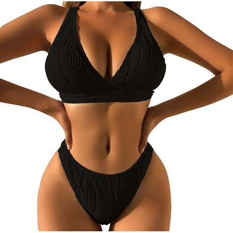 Beai High Cut Swimsuits For Women Piece Boho Bikini For Women High Waist White Swimwear
