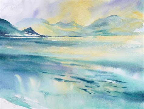 Comer See Wasserfarben Landschaften Aquarell Leinwand Aquarell