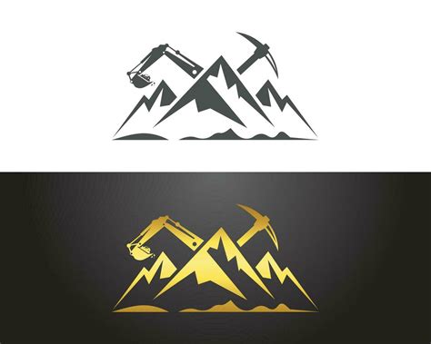 mountain mining industry  excavator logo design vector template