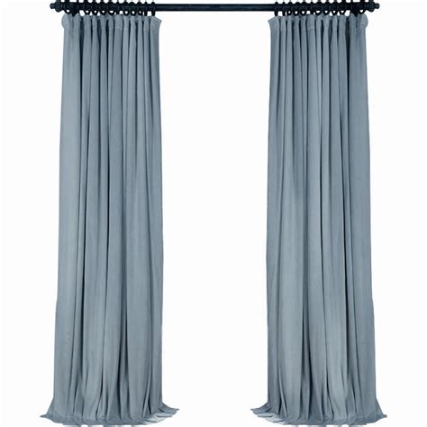 Pair Of Velvet Curtains In Dusty Light Blue Custom Curtains