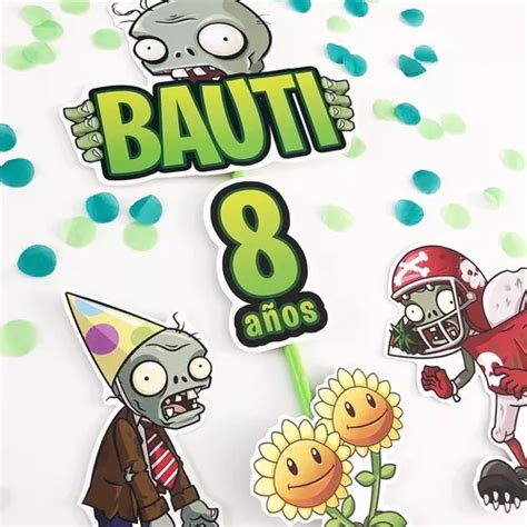 Kit Cumplea Os Deco Toppers Banderines Plantas Vs Zombies En Venta En