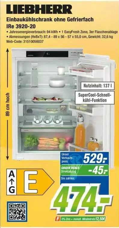 Liebherr Einbaukühlschrank Ohne Gefrierfach Ird 4120 60 Angebot bei