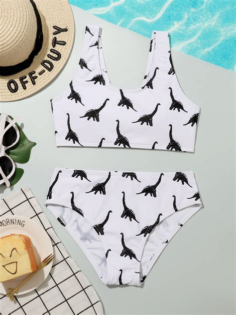 Girls Dinosaur Print Bikini Swimsuit Artofit