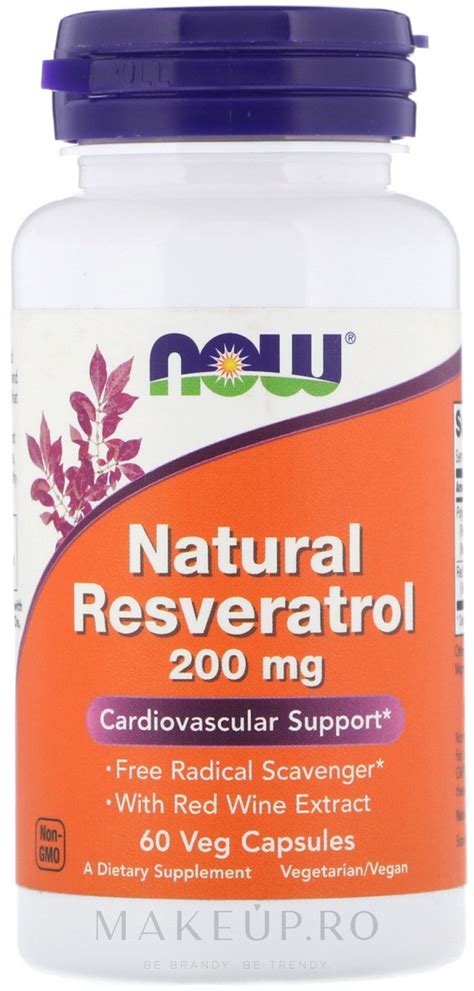 Now Foods Natural Resveratrol Resveratrol Mg Makeup Ro