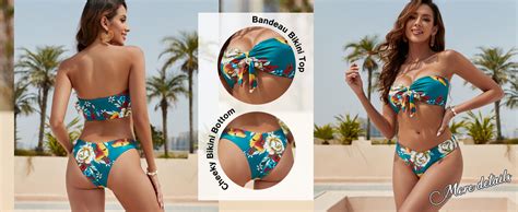Amazon ZAFUL Knotted Bandeau Bikini For Women Strapless Swimsuits High Cut Bathing Suit