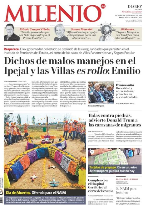 Noticias Del D A En Portadas De Noviembre Noti Arandas