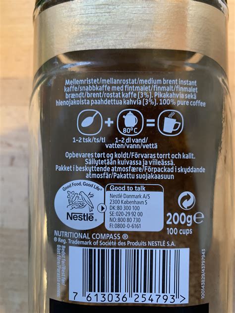 Nescafe Nutrition Label at Doris Rhames blog