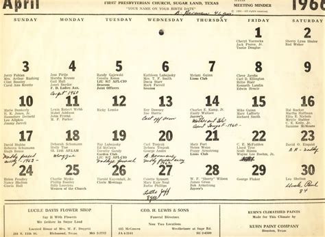 april calendar