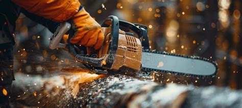 person cutting log  chainsaw stock illustration illustration