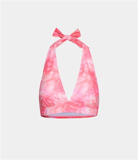 Womens Tie Dye Adjustable Halter Neck Bikini Top Swimsuit Halara