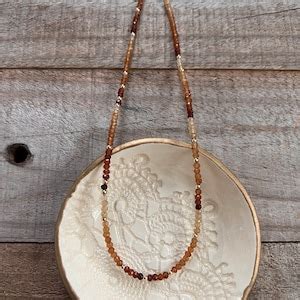 Glittering Ombr Hessonite Garnet Necklace K Gold Fill Etsy