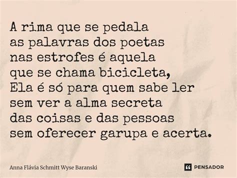 Palavras Que Rima Com Alma - ⁠A rima que se pedala as palavras dos... Anna Flávia Schmitt Wyse ...