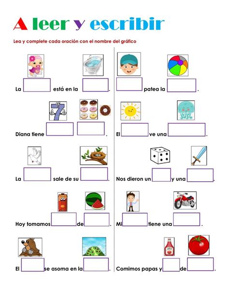 A Spanish Worksheet With Pictures And Words