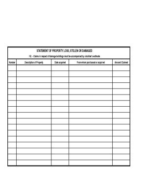 Fillable Online Property Loss Or Damage Claim Form Eiendomsverlies Of