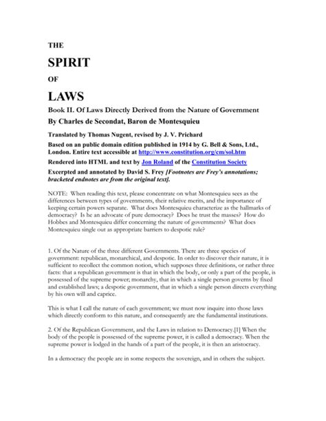 The Spirit Of Laws
