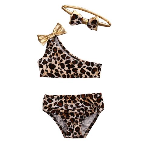Mädchen Kleinkind Infant Leopard Bikini Set Stirnb Vicedeal