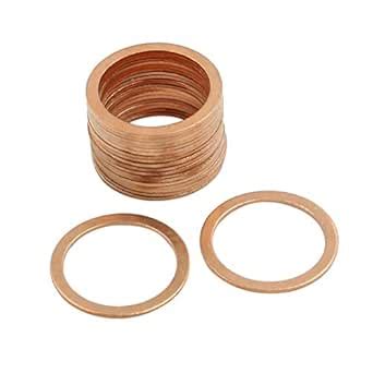 X AUTOHAUX 20pcs 21mm Inner Diameter Copper Washers Flat Sealing