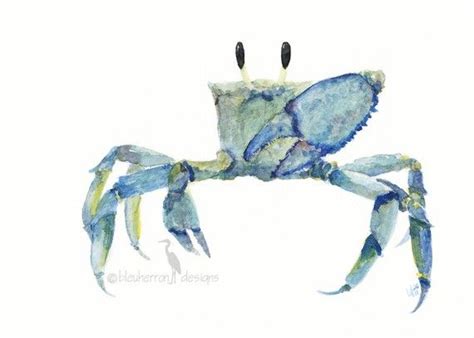 Ocean Watercolor Blue Crab Art Print Etsy Crab Art Blue Crabs Art