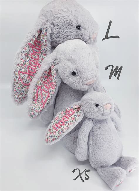 MEDIUM Gray Bunny Personalized Jellycat Rabbit Stuffed | Etsy