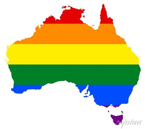 Australia Map With Pride Rainbow Lgbt Flag Colors Posters For The Wall