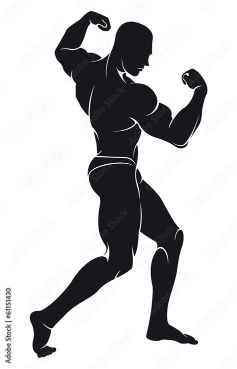 vector image with bodybuilder, silhouette Stock Vector | Adobe Stock